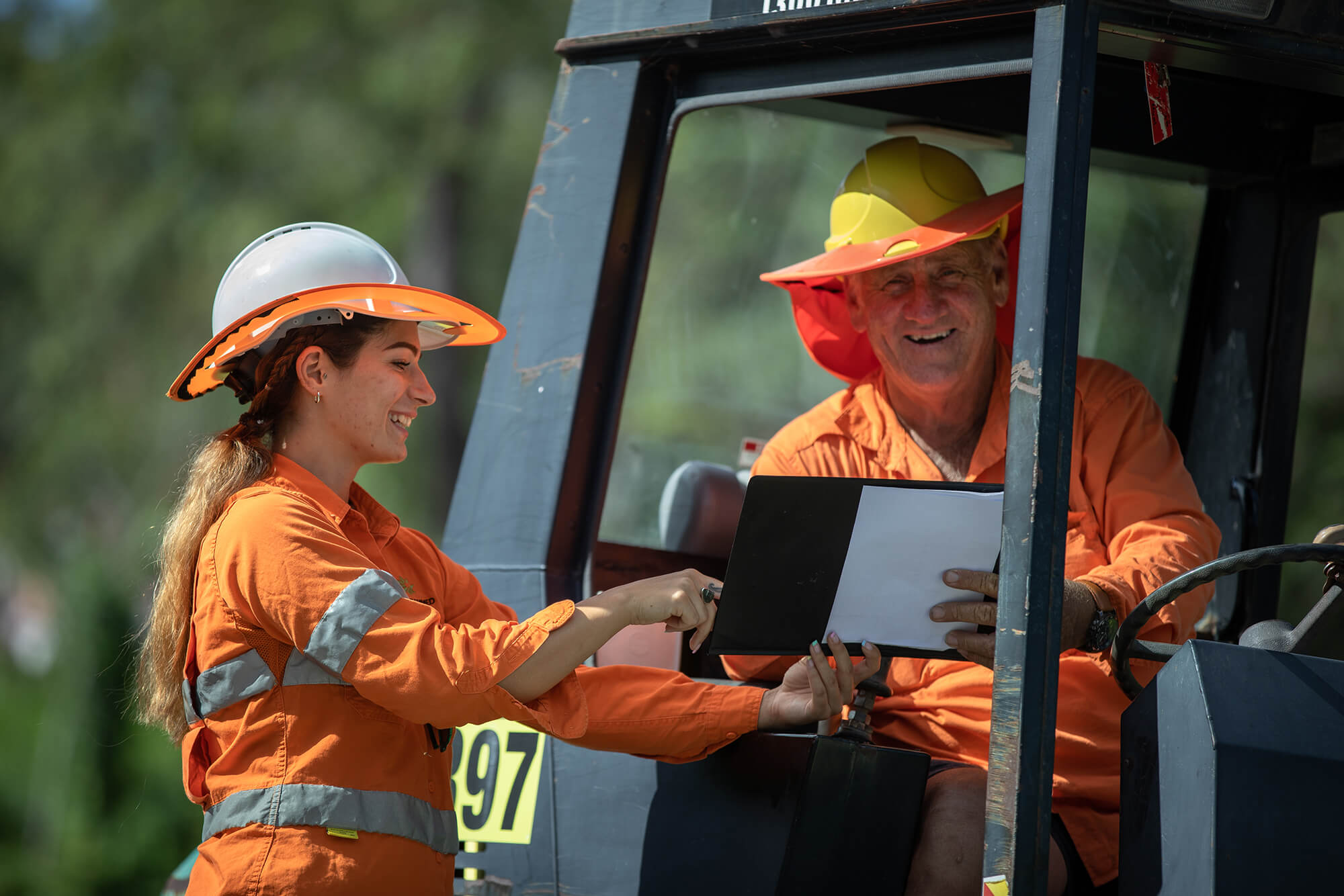Workers in high vis